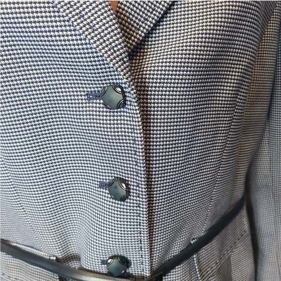 2-PC TAHARI Blue Houndstooth Blazer & Pencil Skirt Set - Picture 3 of 9
